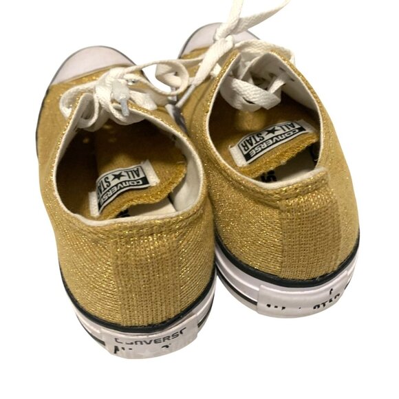 Converse Chuck Taylor All Star Womens Sz 7 Gold Sparkle 549678F Bling Lace Tie U - Picture 2 of 6